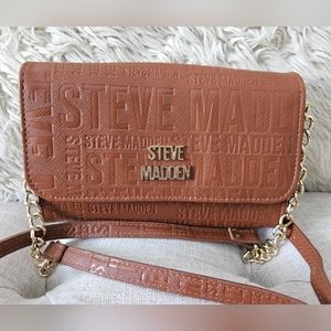 Steve Madden- Brown crossbody chained multi sectional wallet, clutch, pu…